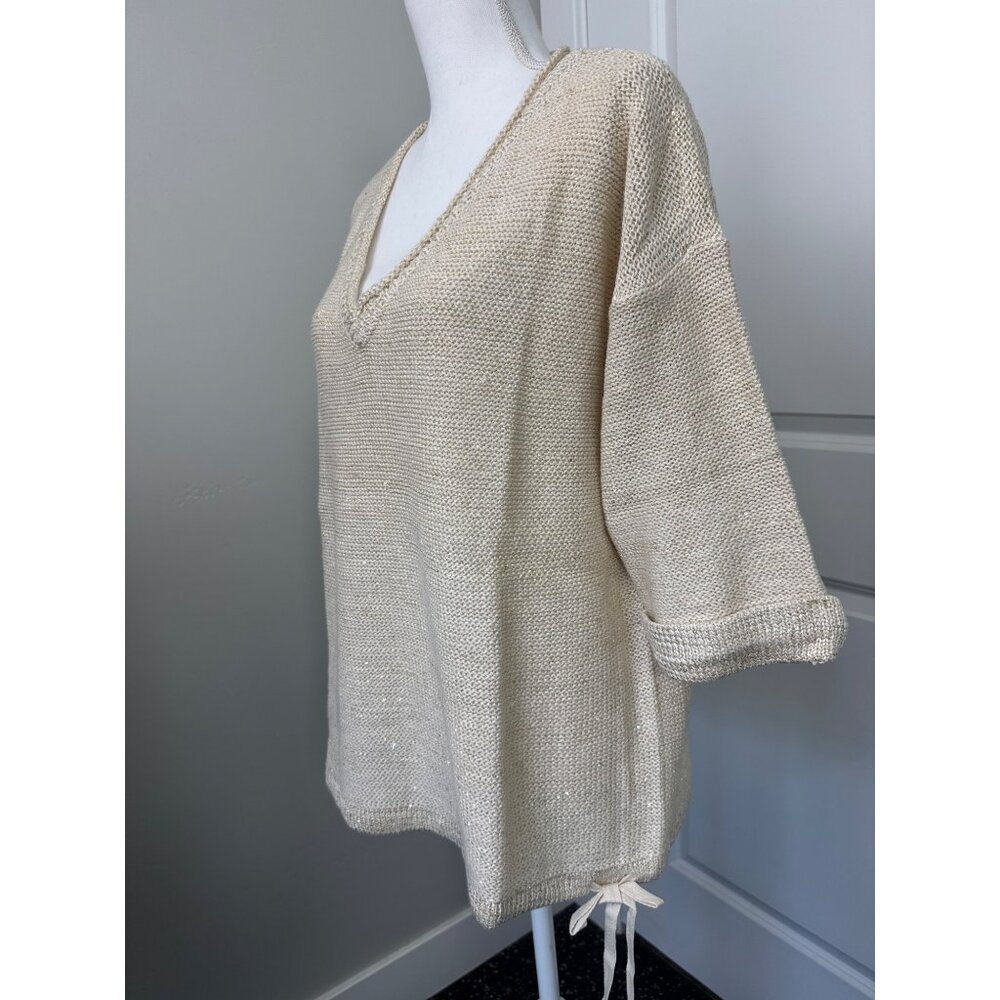 Womens XL Top NWT DKNY Jeans Sequin V-Neck Sweater Soft Light Comfortable - Picture 5 of 12